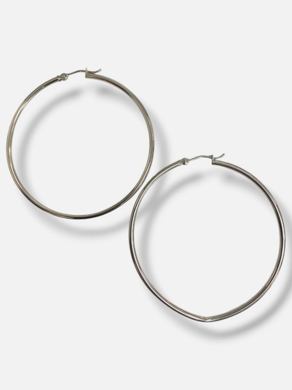 JewelStop Women's 14K White Gold Hoop Earrings